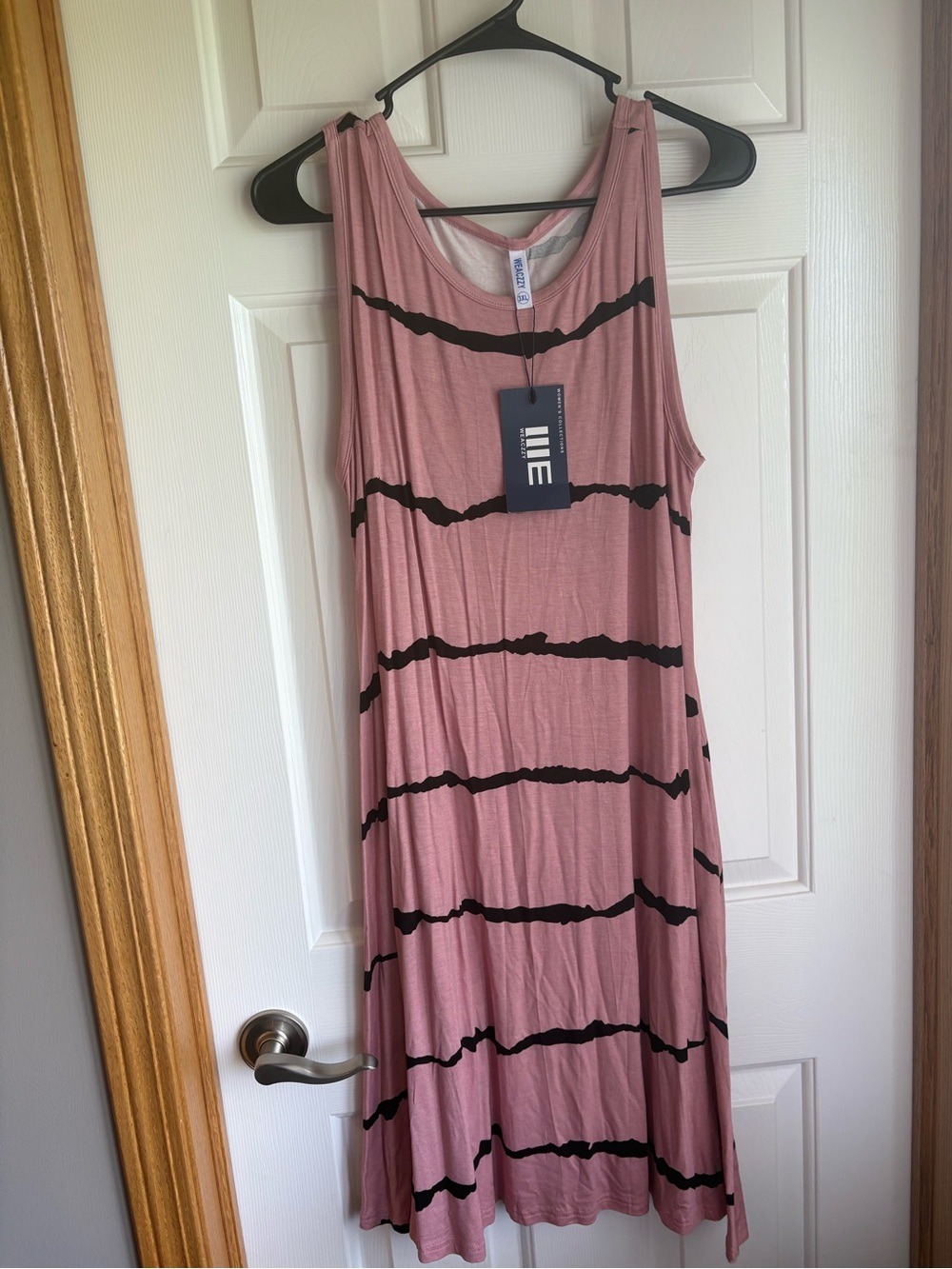 Sleeveless Pink Striped Casual Dress